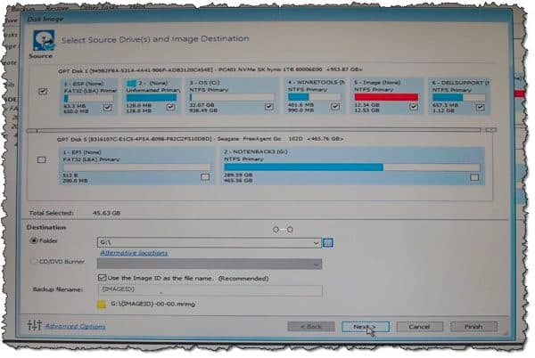 Backup Image settings in Macrium Reflect Free