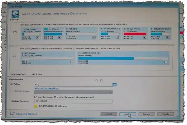 Backup Image settings in Macrium Reflect Free