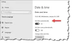 Set time automatically setting in Windows 10