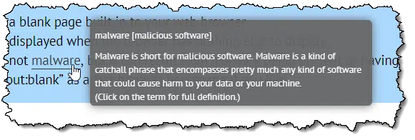 An example of a tooltip