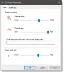 Windows keyboard properties