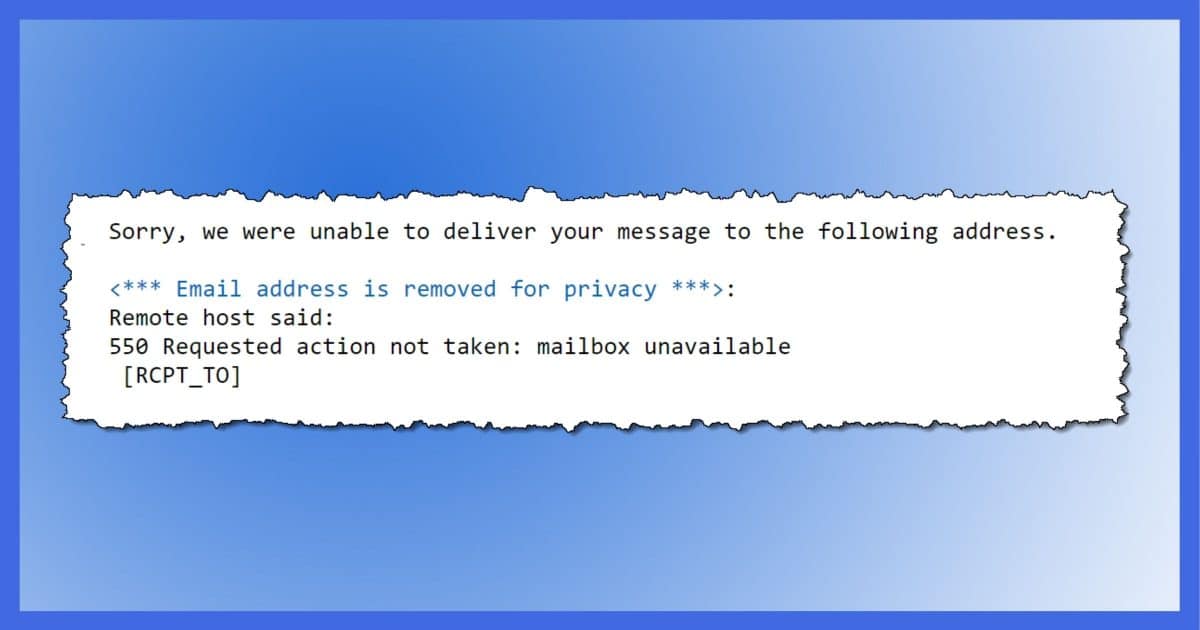 Mailbox Unavailable Error