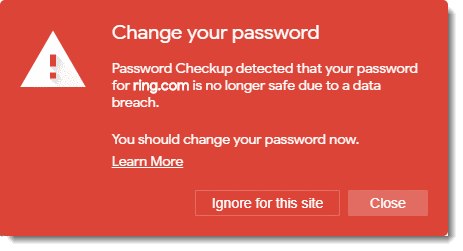 Your password appeared in a breach.