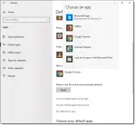 Choosing a new default web browser in Windows 10