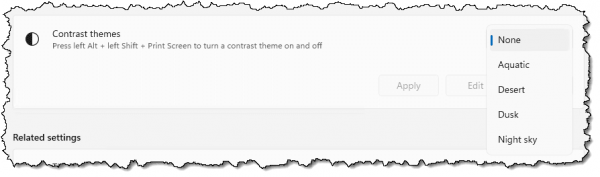 Contrast Themes in Windows 11