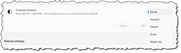 Contrast Themes in Windows 11