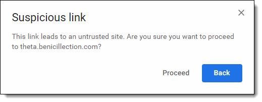Gmail warning of a suspicious link