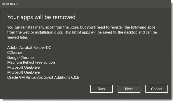 Your apps will be removed