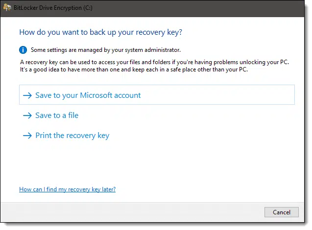 Back up your recovery key!