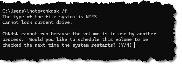 CHKDSK /F on C: