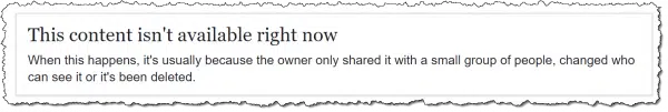 "Content isn't available right now" error