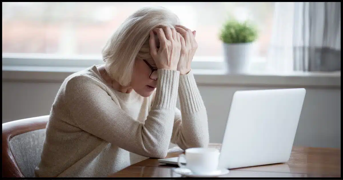 Frustration at a laptop.