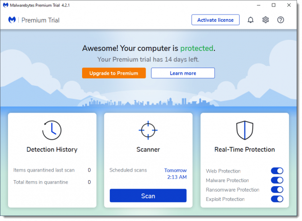 Malwarebytes trial