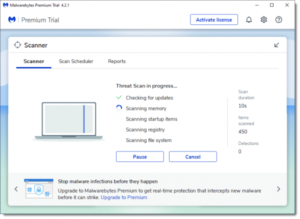 Malwarebytes scanning
