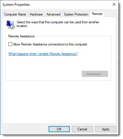 Remote Assistance setting