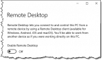 Remote Desktop option in Windows 10