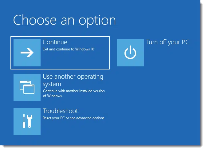 Choose an Option boot menu