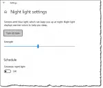 Night light settings in Windows 10