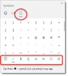 Emoji Keyboard showing Symbols