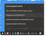 Output Devices listed in Windows 10 Taskbar Volume Control