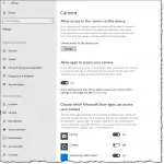 Camera privacy settings in Windows 10