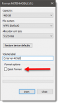 Format disk operation with Quick format unselected