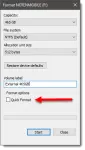 Format disk operation with Quick format unselected