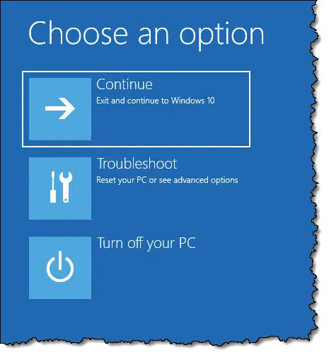 Repair your computer -- Choose an option screen