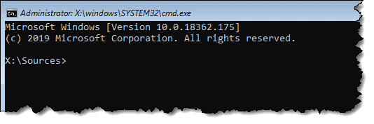 Command Prompt run from the Setup disk's Repair option