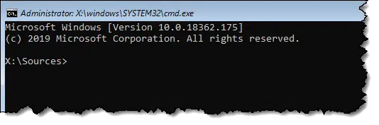 Command Prompt run from the Setup disk's Repair option