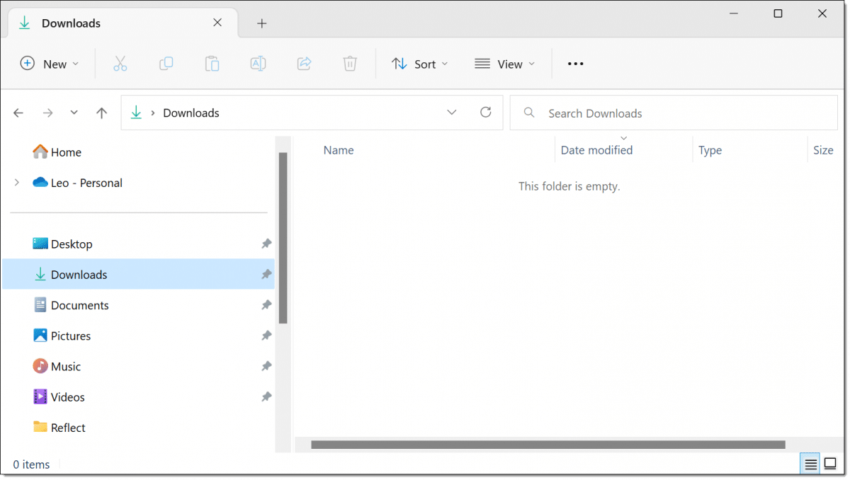 An empty downloads folder.