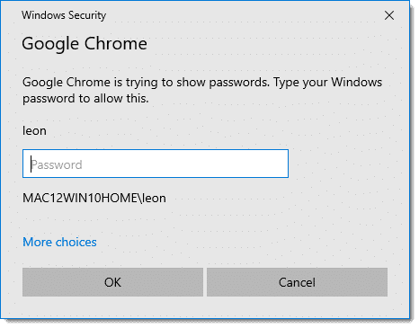 Google Chrome prompting for Windows password