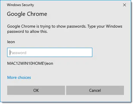 Google Chrome prompting for Windows password