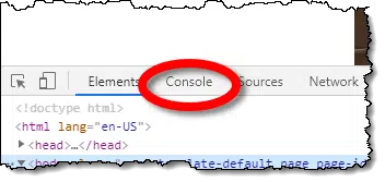 Inspect menu, Console item