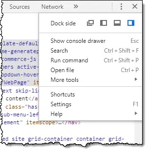 The ellipsis menu in the inspect pane