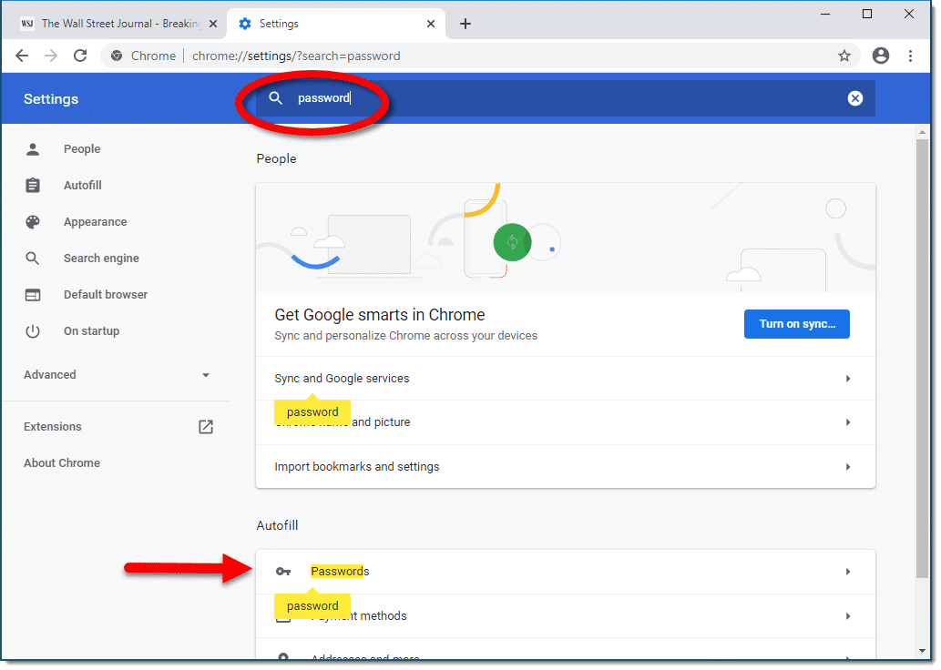 google chrome settings passwords do not display