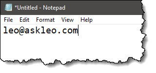 Email address in notepad
