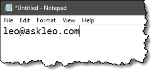 Email address in notepad