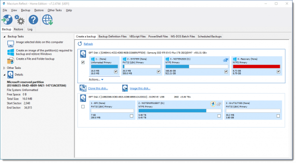 Macrium Reflect examining my disks