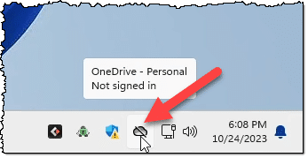 OneDrive icon in notification area.