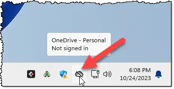 OneDrive icon in notification area.