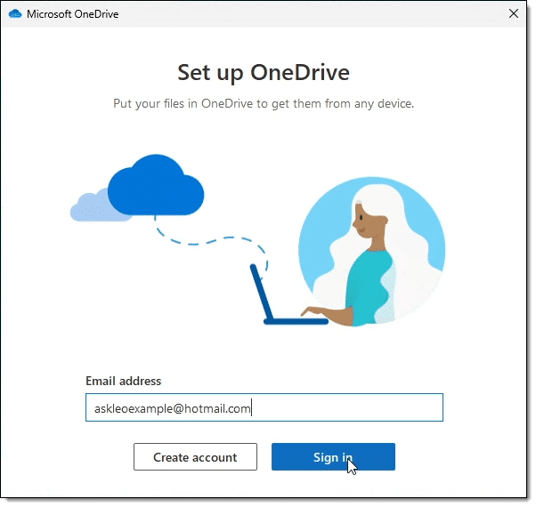 OneDrive signin.
