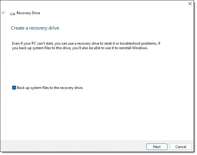 Create a Recovery Drive