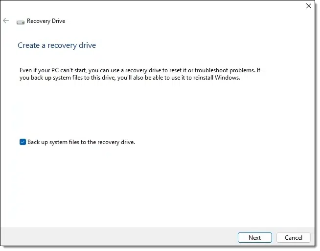 Create a Recovery Drive
