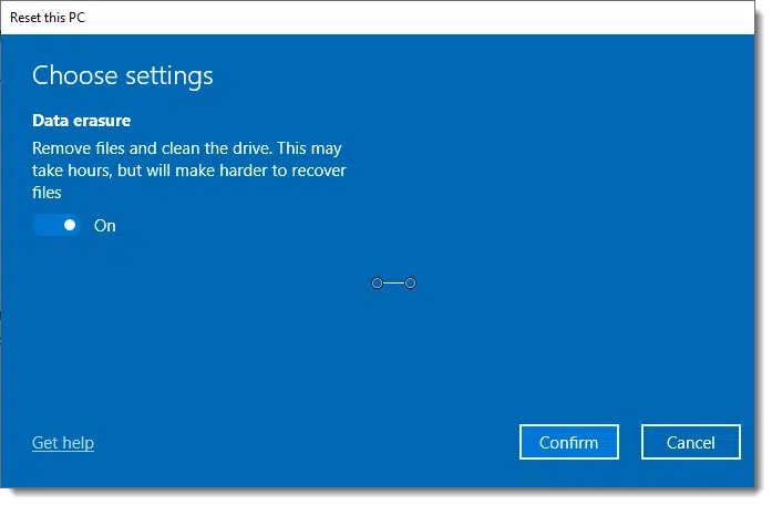 Data erasure -- clean the drive option