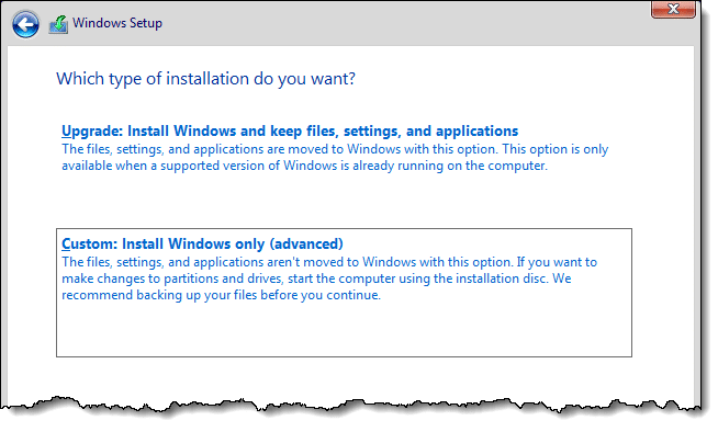 Which type of installation do you want?