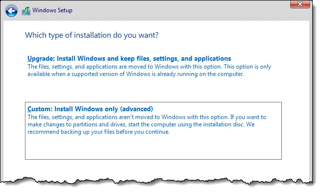 Which type of installation do you want?