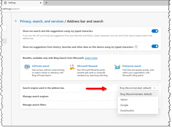 Edge search engine selection.