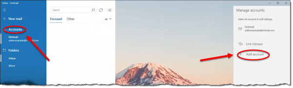 Add Account option in Mail