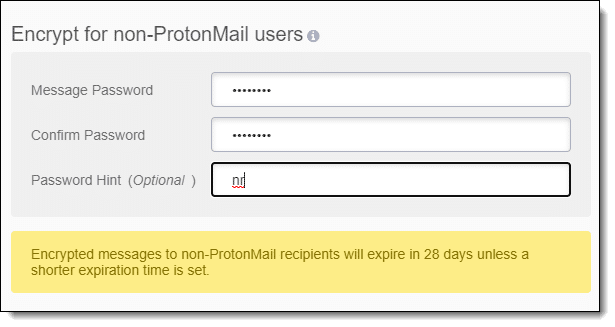 ProtonMail encrypting a message